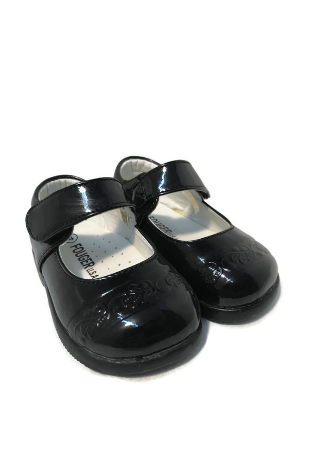Unisex Faux Patent Leather Mary Jane Shoes with Velcro Closure