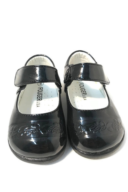 Unisex Faux Patent Leather Mary Jane Shoes with Velcro Closure