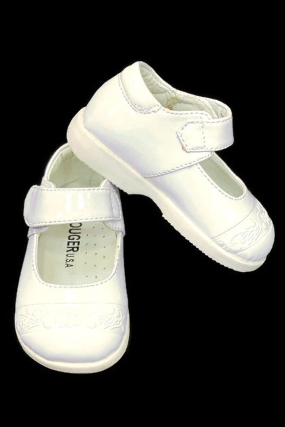 Unisex Faux Patent Leather Mary Jane Shoes with Velcro Closure