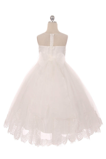 Dress - Lace Applique Illusion Bateau Girls Dress With Plus Sizes