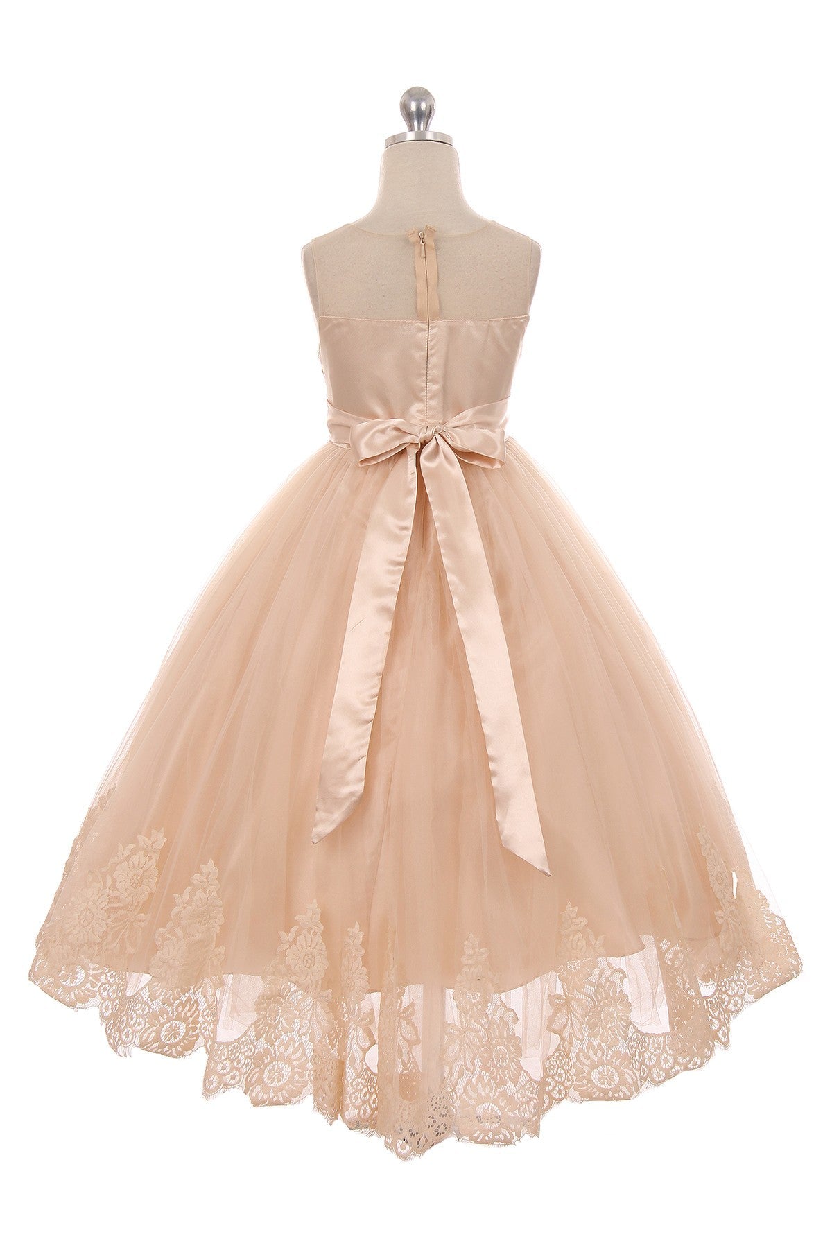 Vintage Rose Lace Appliqu Illusion Bateau Girls Dress with Plus Sizes 8 / Vintage Rose Vintage Rose Lace Appliqu Illusion Bateau Girls Dress with Plus Sizes 8 / Vintage Rose