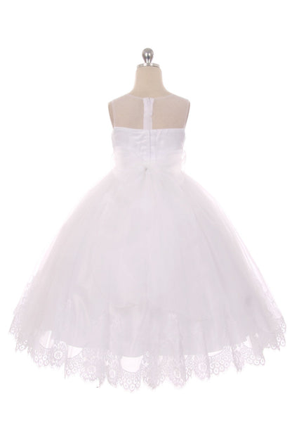 Dress - Lace Applique Illusion Bateau Girls Dress With Plus Sizes