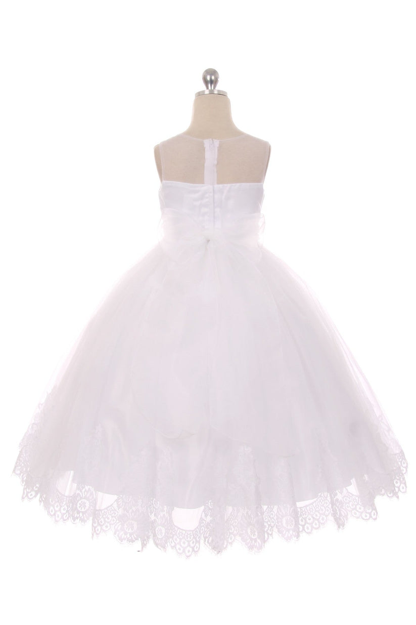 Lace Applique Illusion Bateau Flower Girl Dress by AS7007 Kids Dream - Girl Formal Dresses