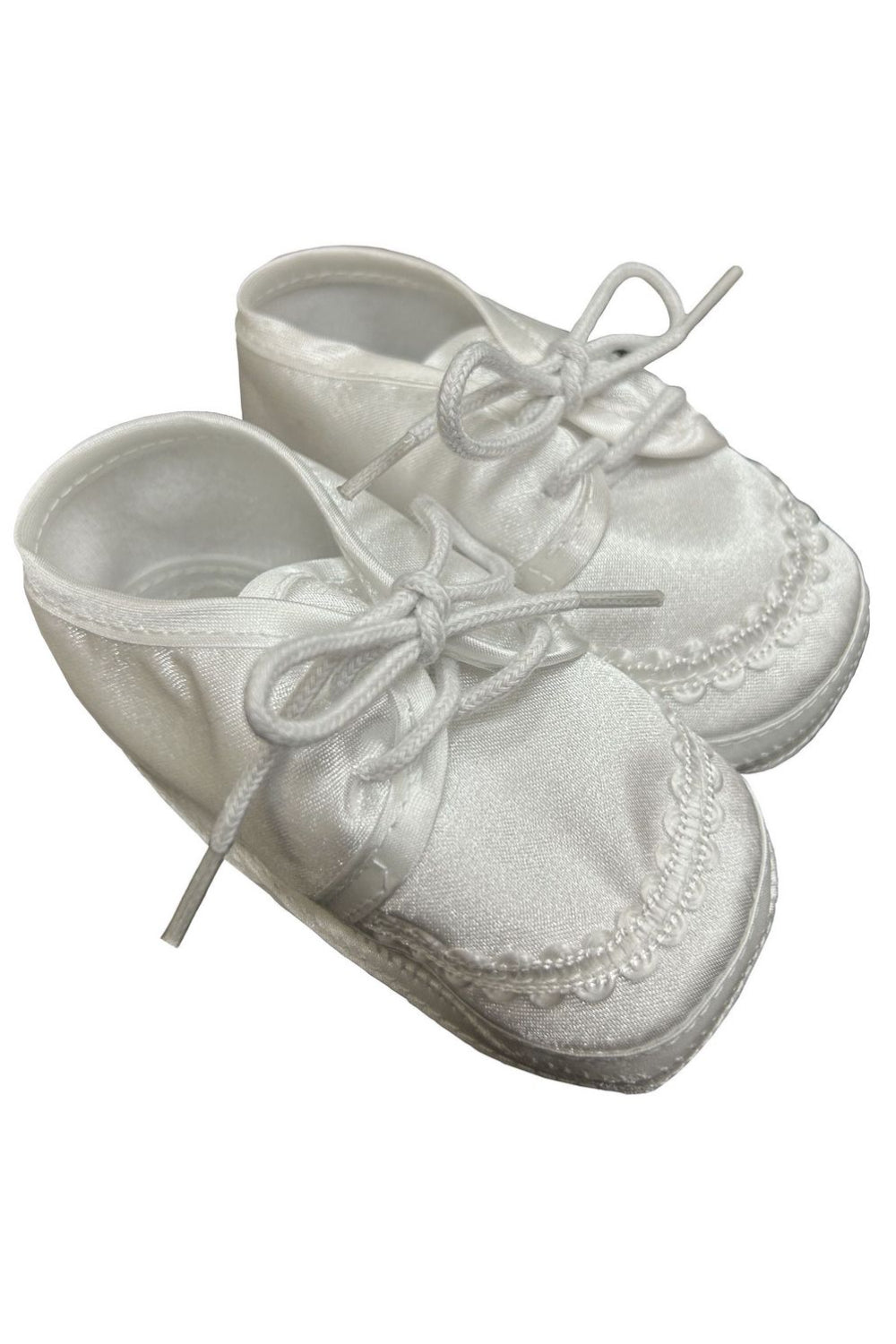 Soft-Soled White Baptism Shoes with Lace for Baby Boys
