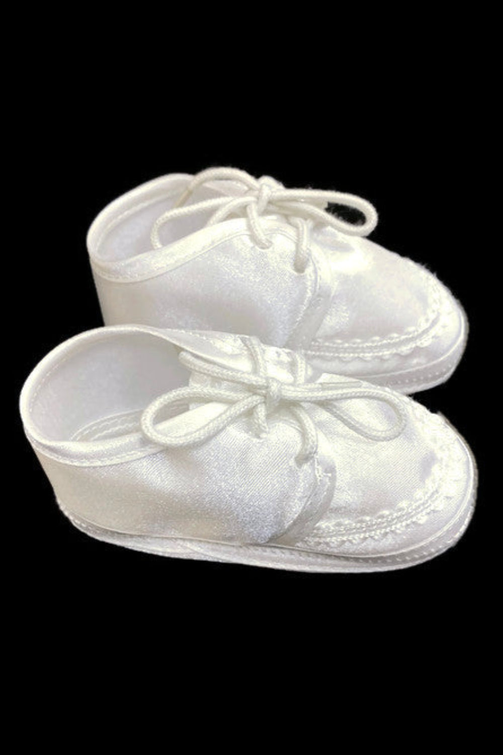 Soft-Soled White Baptism Shoes with Lace for Baby Boys
