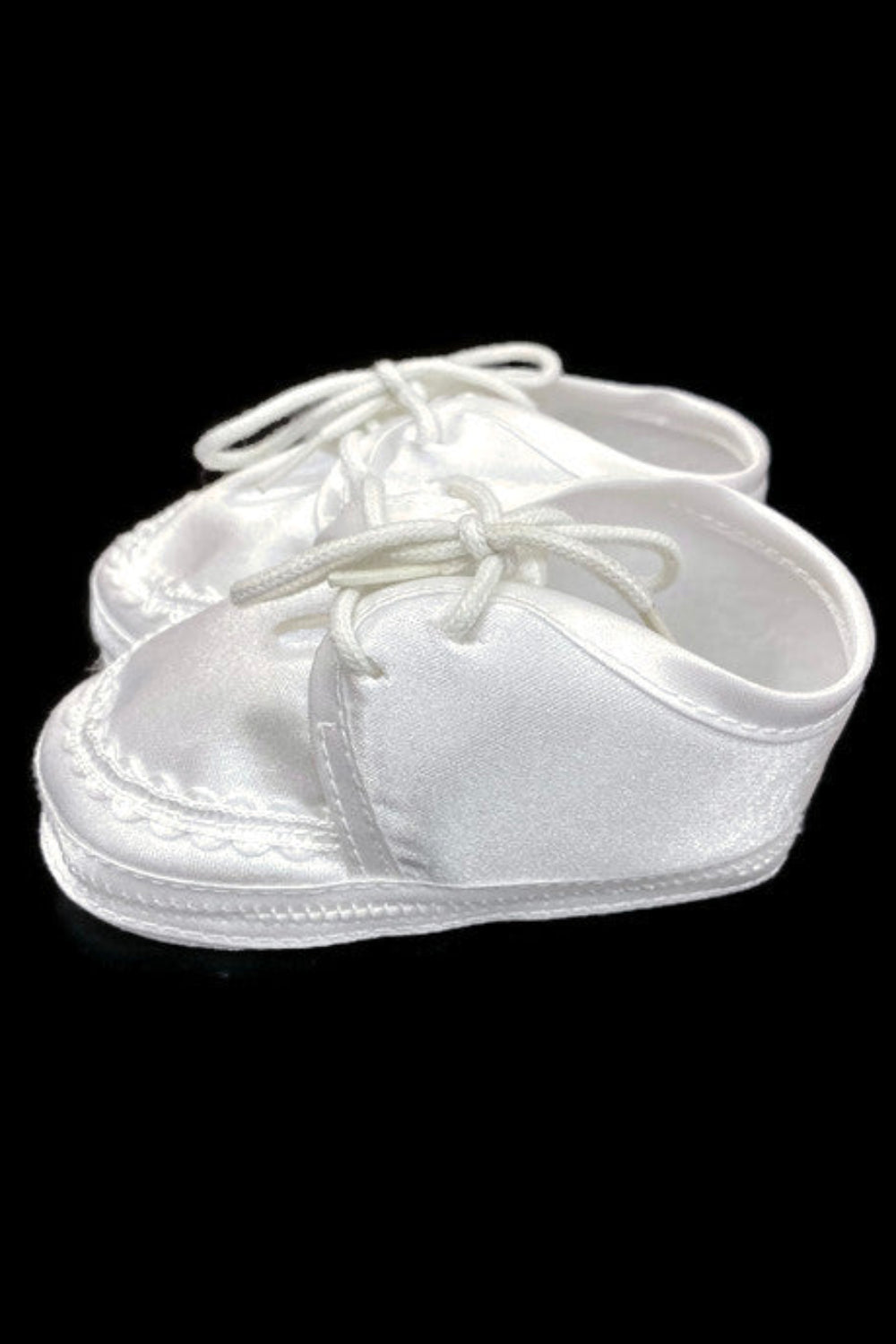Soft-Soled White Baptism Shoes with Lace for Baby Boys
