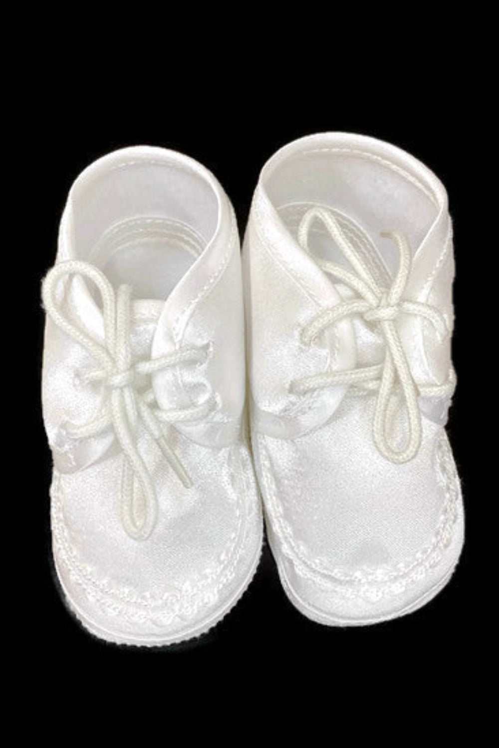 Soft-Soled White Baptism Shoes with Lace for Baby Boys