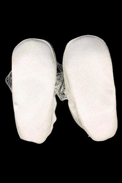 Soft-Soled White Baptism Shoes with Lace Detailing and Button Closure for Baby Girls