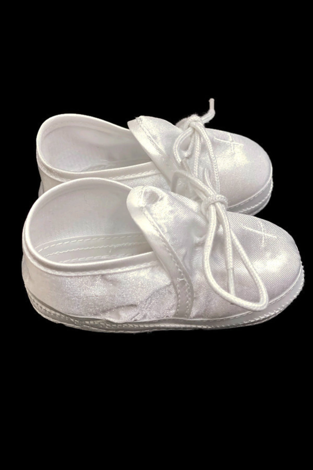 Soft-Soled White Baptism Shoes with Cross Detail for Baby Boys
