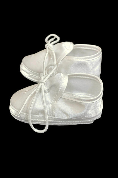 Soft-Soled White Baptism Shoes with Cross Detail for Baby Boys