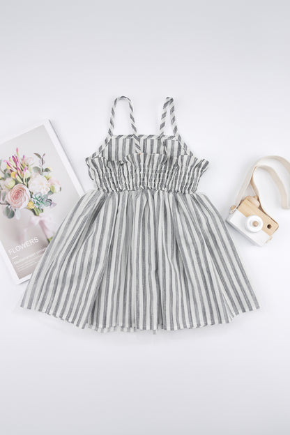 Striped Bow Detail Spaghetti Strap Dress