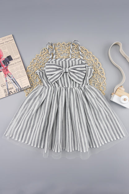 Striped Bow Detail Spaghetti Strap Dress