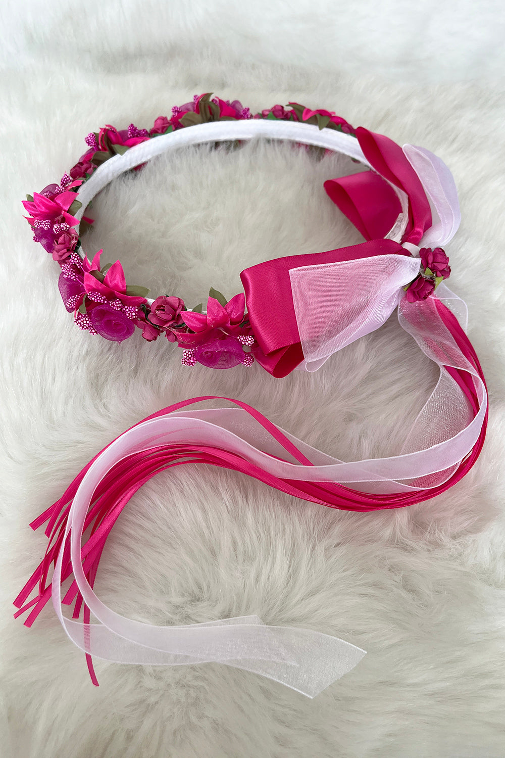 Faux Flower Crown with Bow