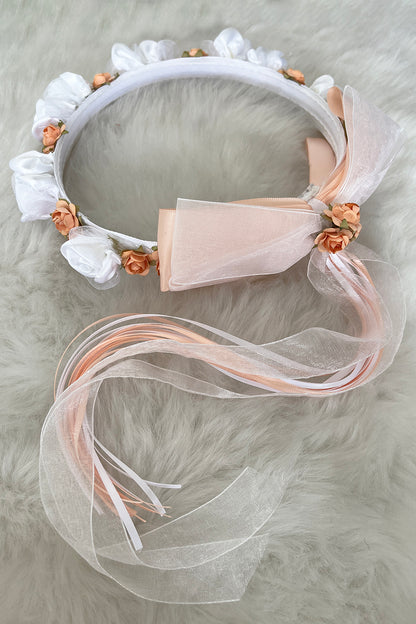 Faux Flower Crown with Bow