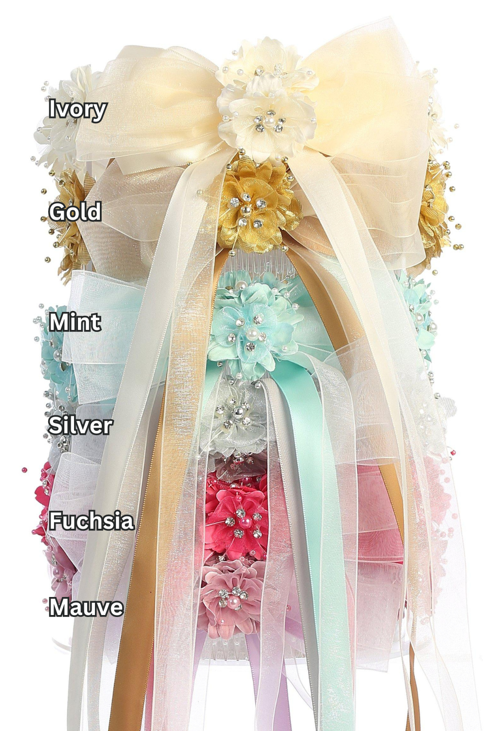 Flower Crown with Gems & Ribbons