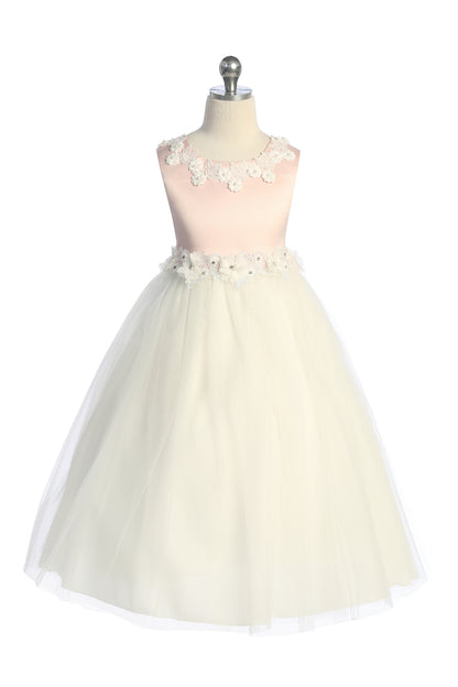 *RESTOCKED* Luxurious Princess Ballgown Baby Dress with Floral Trim