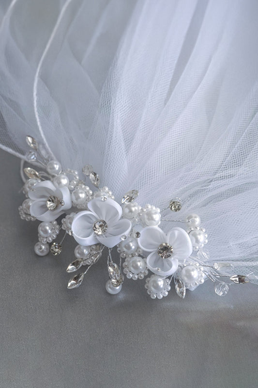 Comb Veil with Dainty Pearl & Rhinestone Adornments