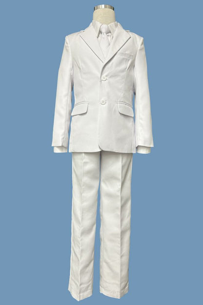 Five-Piece White Slim Fit Suit for Boys