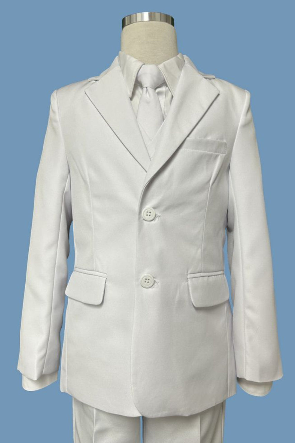 Five-Piece White Slim Fit Suit for Boys