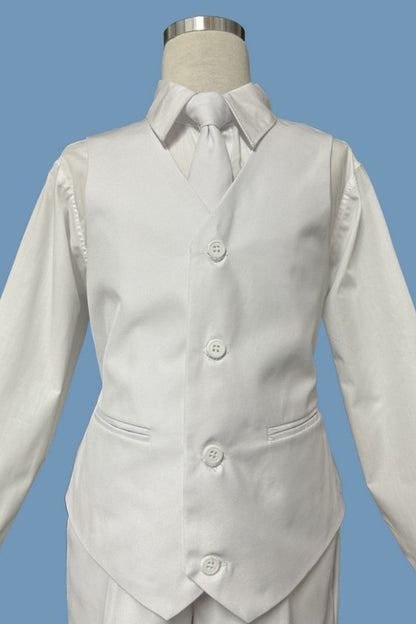Five-Piece White Slim Fit Suit for Boys