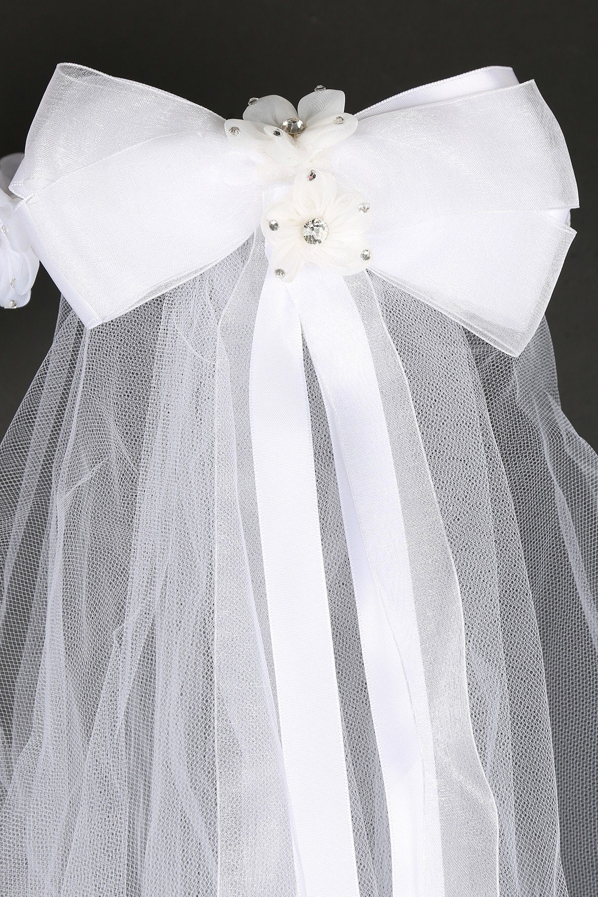 First Communion Veil, Wreath Style, Ribbon Flowers & Bow