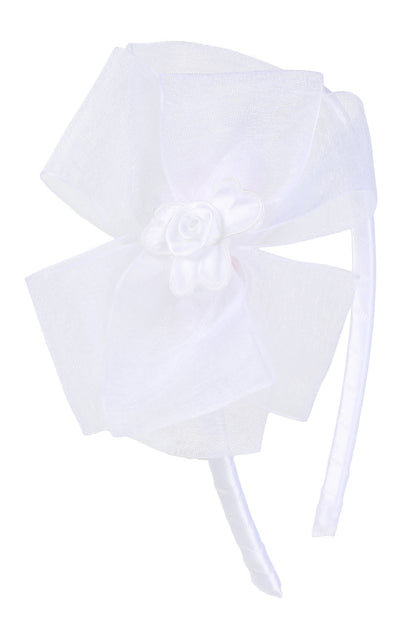 Accessories - Organza Bow Headband W/ Satin Flower