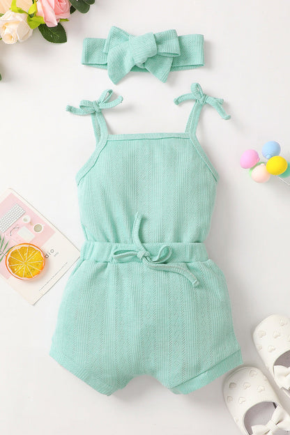 Baby Girl Waffle-Knit Tie-Shoulder Top And Shorts Set