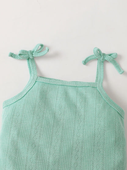 Baby Girl Waffle-Knit Tie-Shoulder Top And Shorts Set