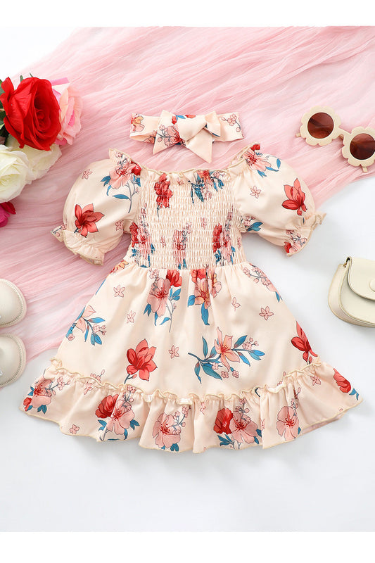 Dress - Baby Girl Floral Smocked Frill Trim Dress