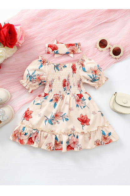 Dress - Baby Girl Floral Smocked Frill Trim Dress