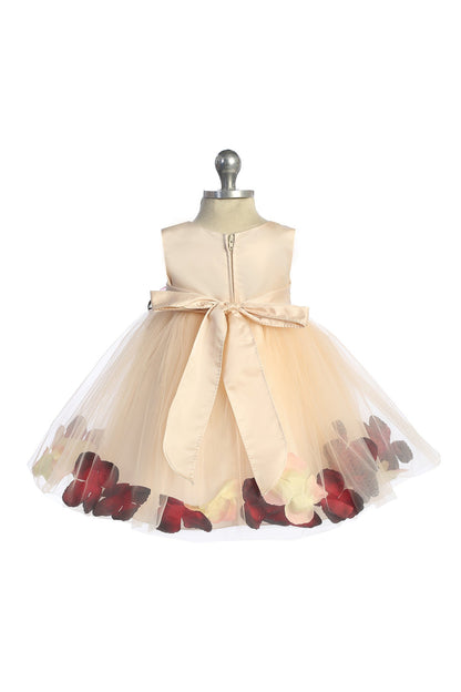 Dress - Blush Satin Flower Petal Baby Dress