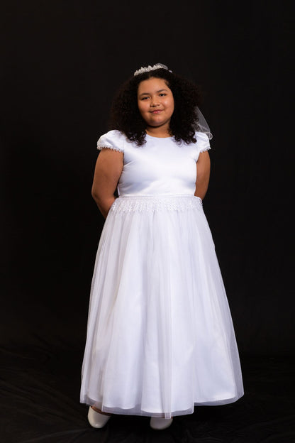 Dress - Chandelier Trim Communion Dress Plus Size Girl Dress