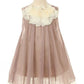 Dress - Chiffon Dress W Flower Ruffle Neckline
