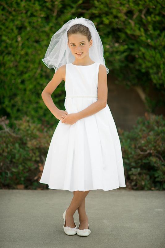 Classic Pleated Girls Dress 4 / White Classic Pleated Girls Dress 4 / White