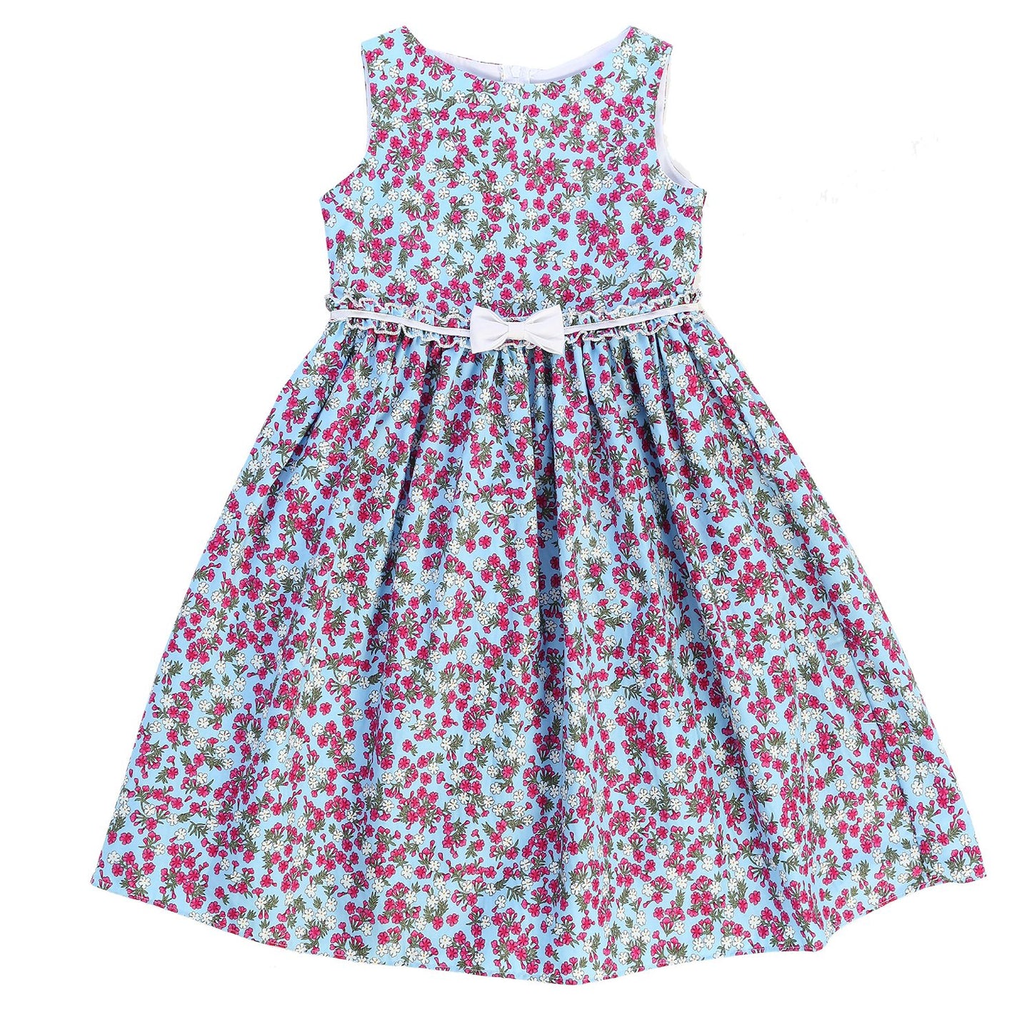 Dress - Ditzy Floral Print Cotton Dress With Bow