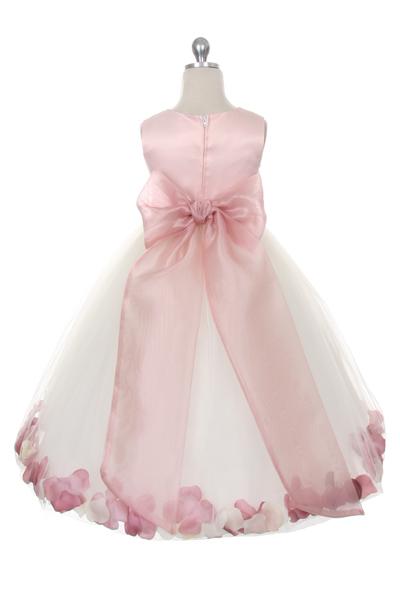 Dress - Dusty Rose Top Flower Petal Dress W/ Sash