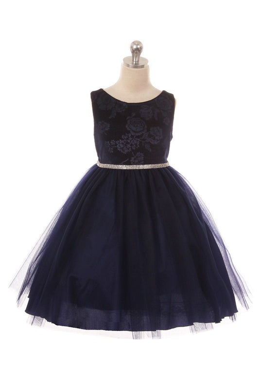 Dress - Embossed Floral Velvet Tulle Plus Size Girl Dress