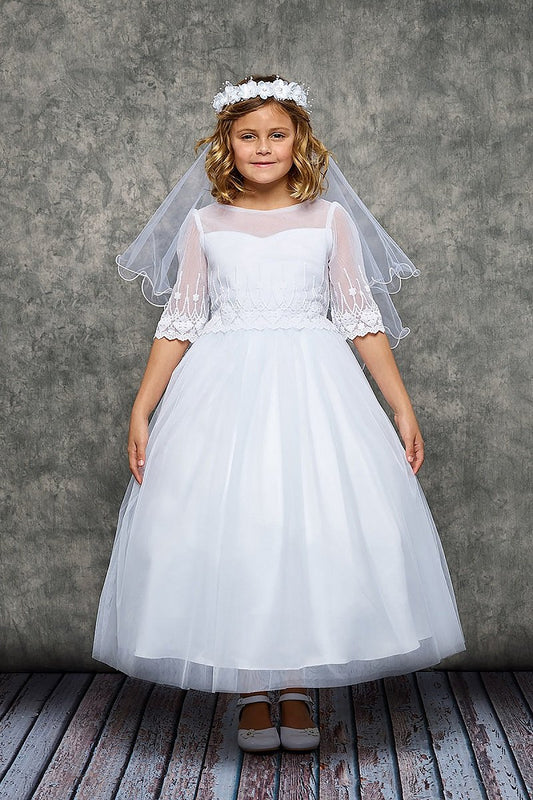 Dress - Embroidery Mesh Half Sleeve Dress