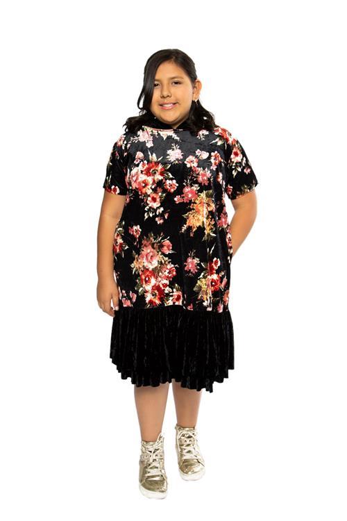 Dress - Floral Hoodie Ruffle Plus Size Girl Dress