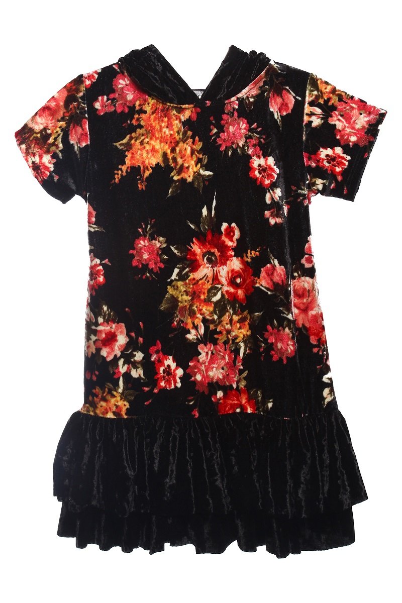 Dress - Floral Hoodie Ruffle Plus Size Girl Dress