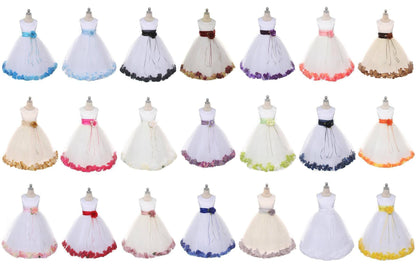 Dress - Flower Petal Dress W/ Sash (White Dress) 1of2