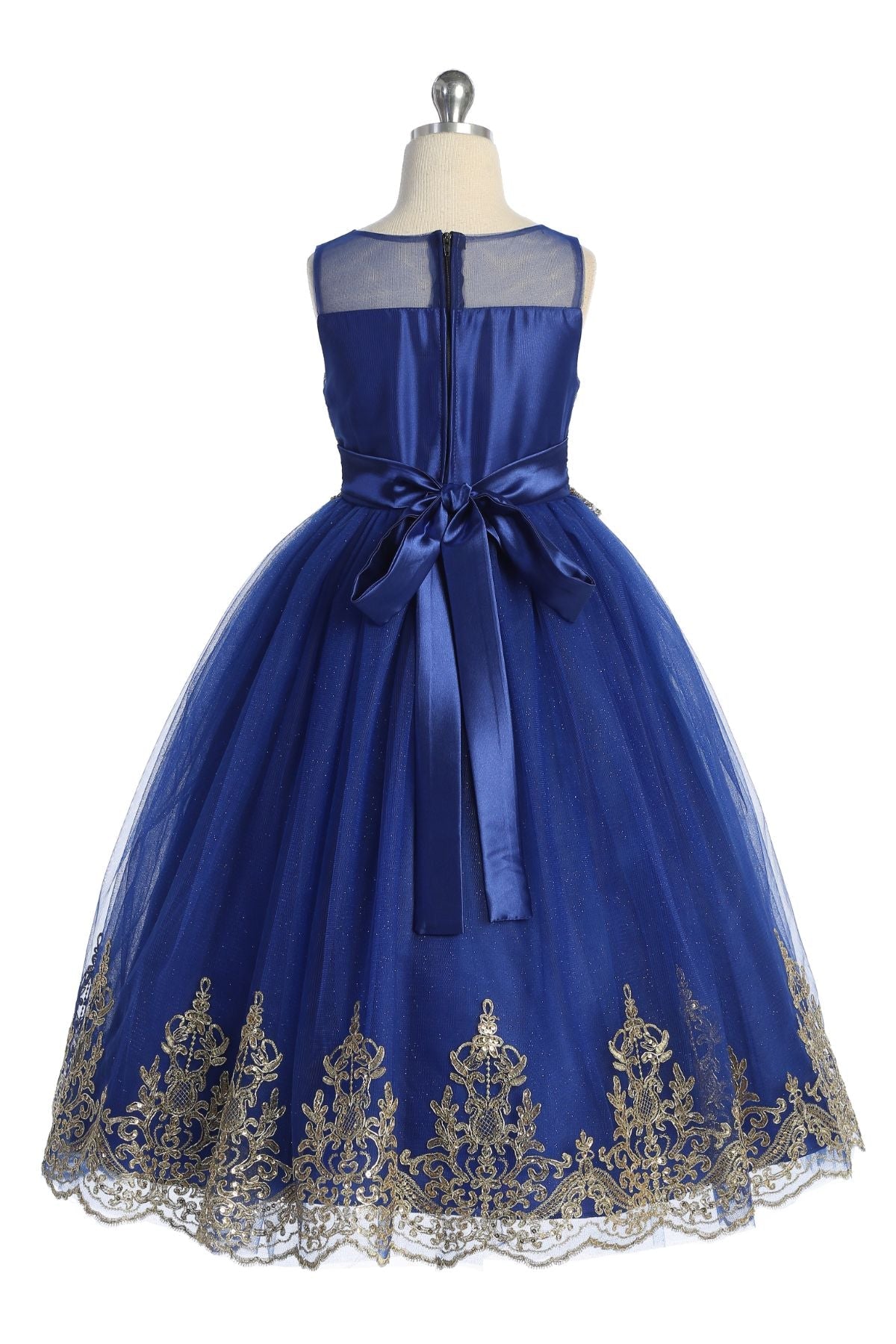 Embellished Gold Cording Embroidered Girls Dress 14 / Pink Embellished Gold Cording Embroidered Girls Dress 14 / Pink