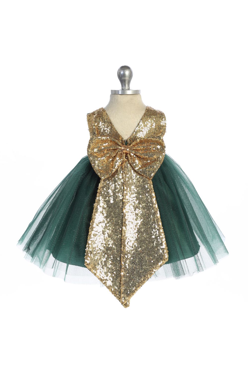 Gold Sequins V Back & Bow Baby Dress Kid's Dream Gold Sequins V Back & Bow Baby Dress Kid's Dream