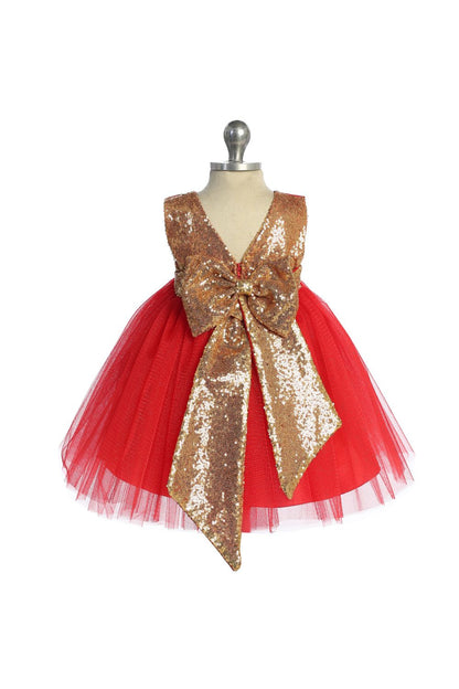 Dress - Gold Sequin V Back Baby Dress