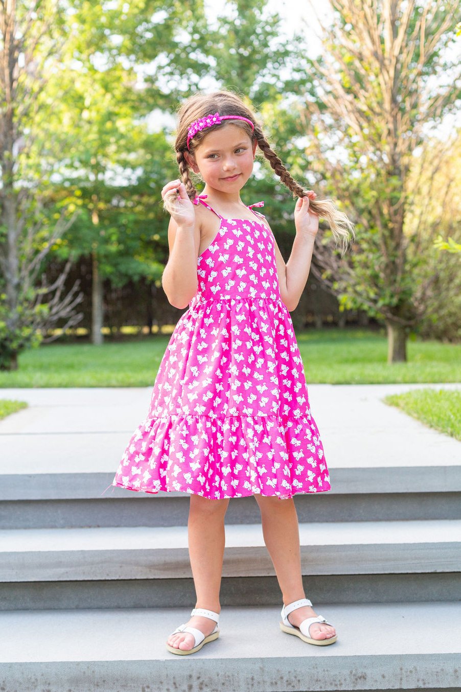 Dress - Kitty Cat Cotton Shoulder Tie Dress