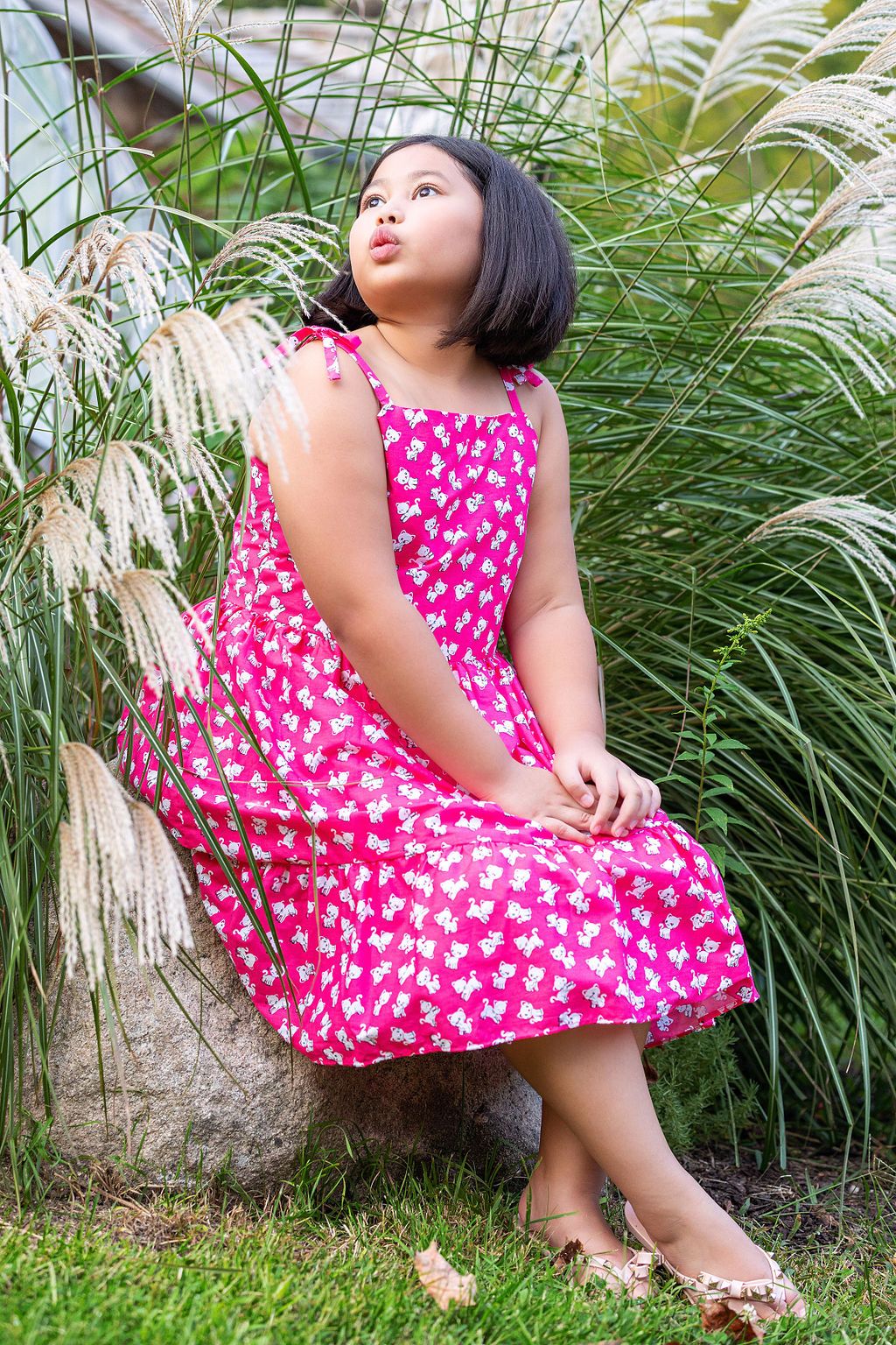 Dress - Kitty Cat Cotton Shoulder Tie Dress