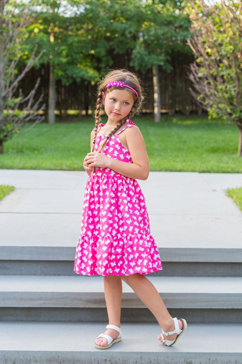 Dress - Kitty Cat Cotton Shoulder Tie Dress
