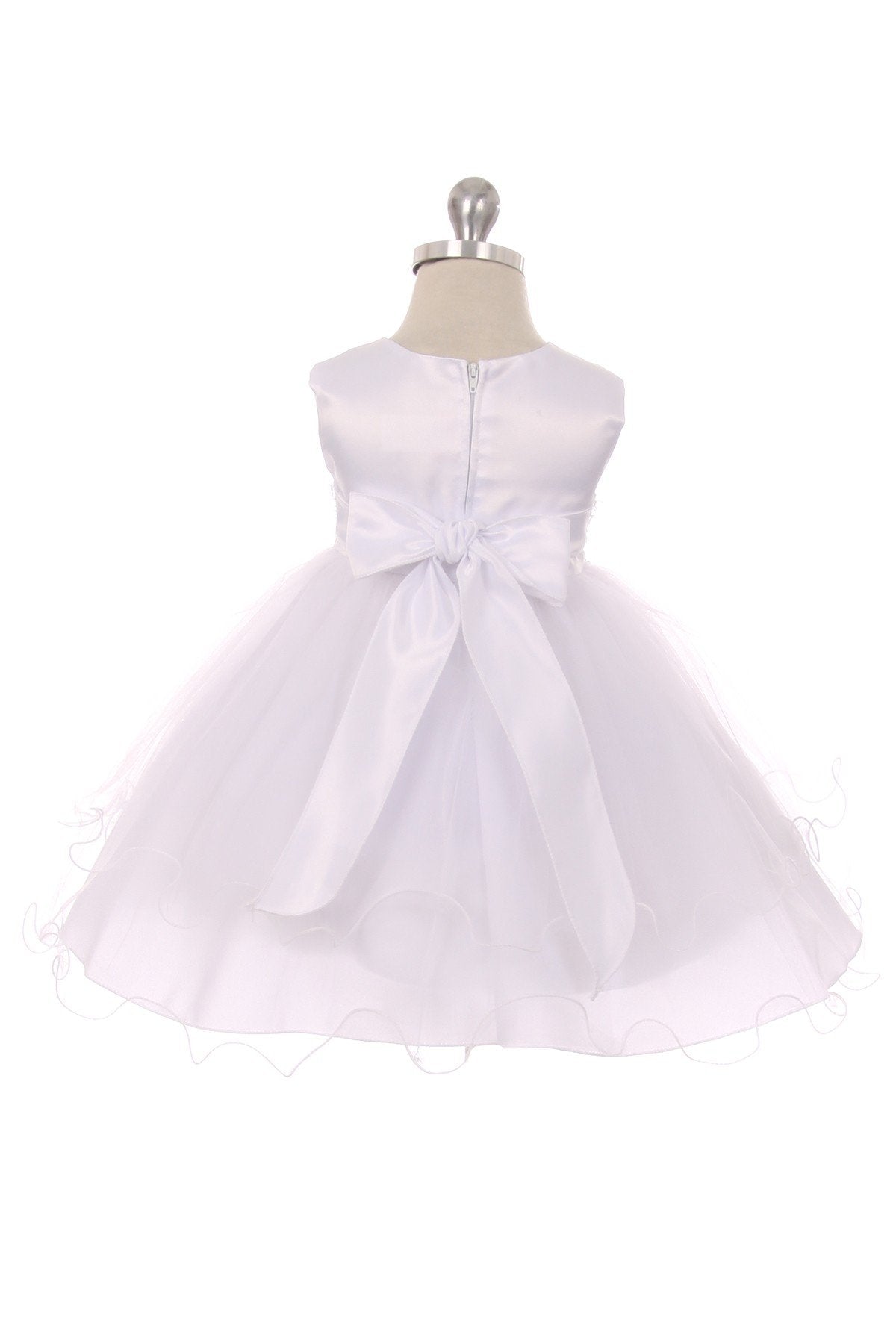 Lace & Beads Trim Baby Dress S-6M / Ivory Lace & Beads Trim Baby Dress S-6M / Ivory
