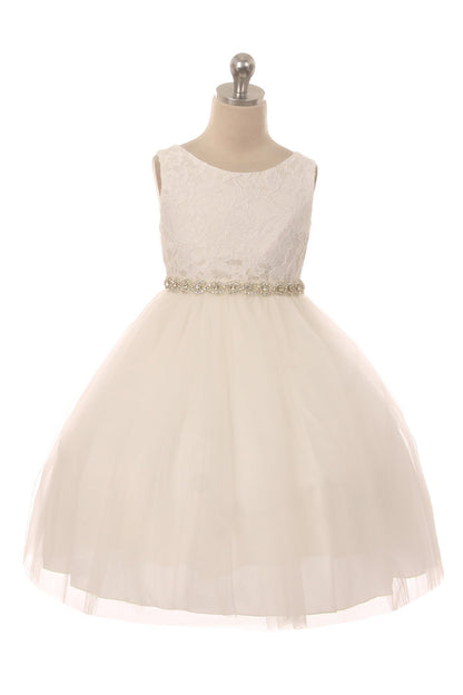 Dress - Lace Dress W/ Rhinestone Trim