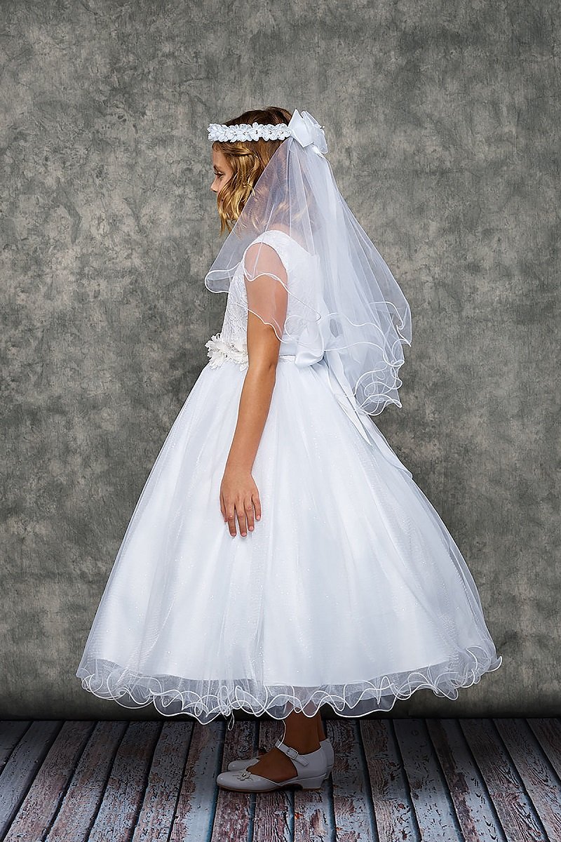 Lace Glitter Tulle Girls Dress 10 / Ivory Lace Glitter Tulle Girls Dress 10 / Ivory